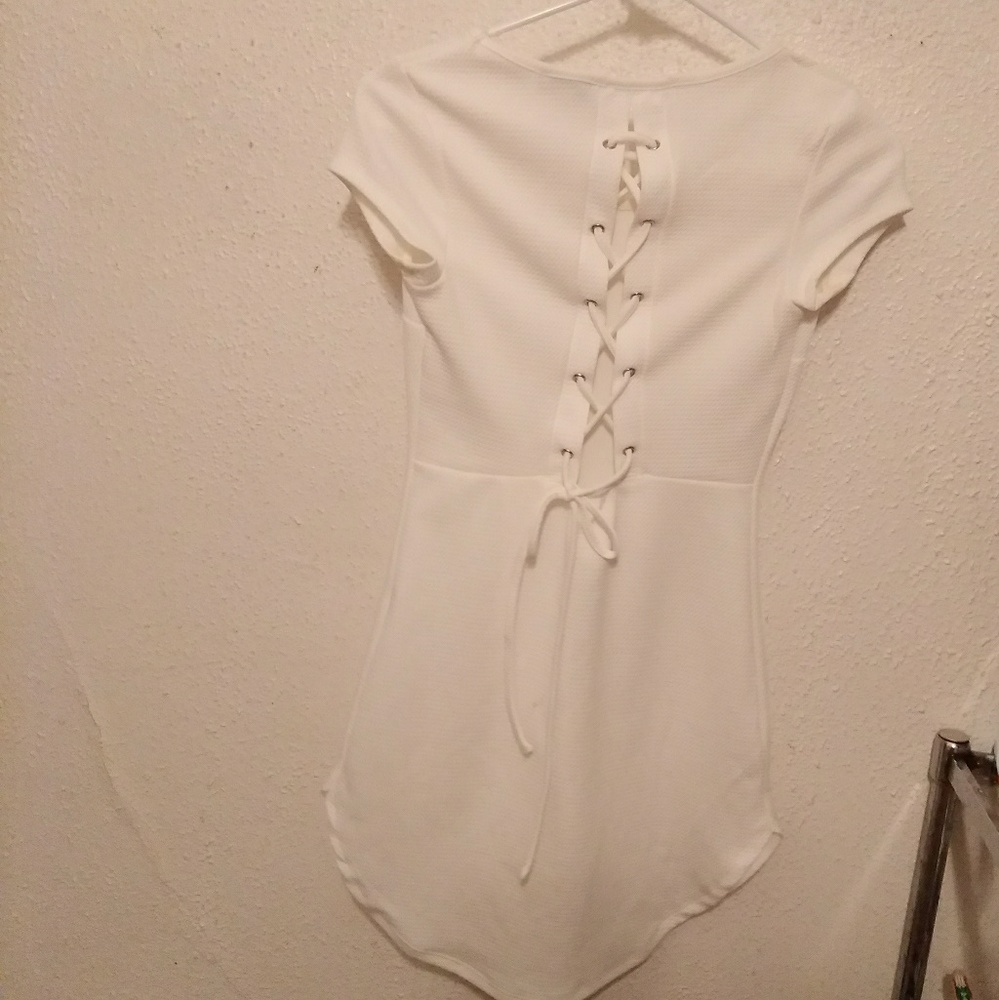 criss-cross curved hem dress
